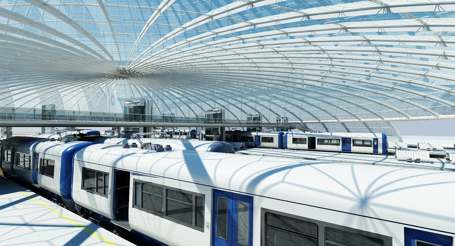 Modern Train Interior 2 3D model_9