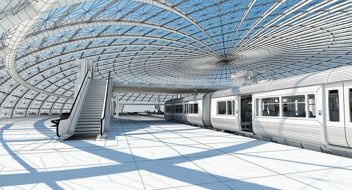 Modern Train Interior 2 3D model_15