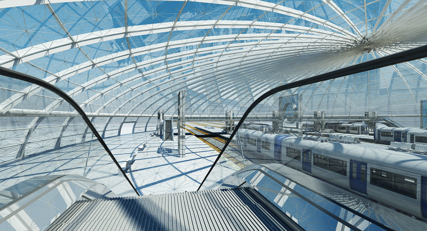 Modern Train Interior 2 3D model_6