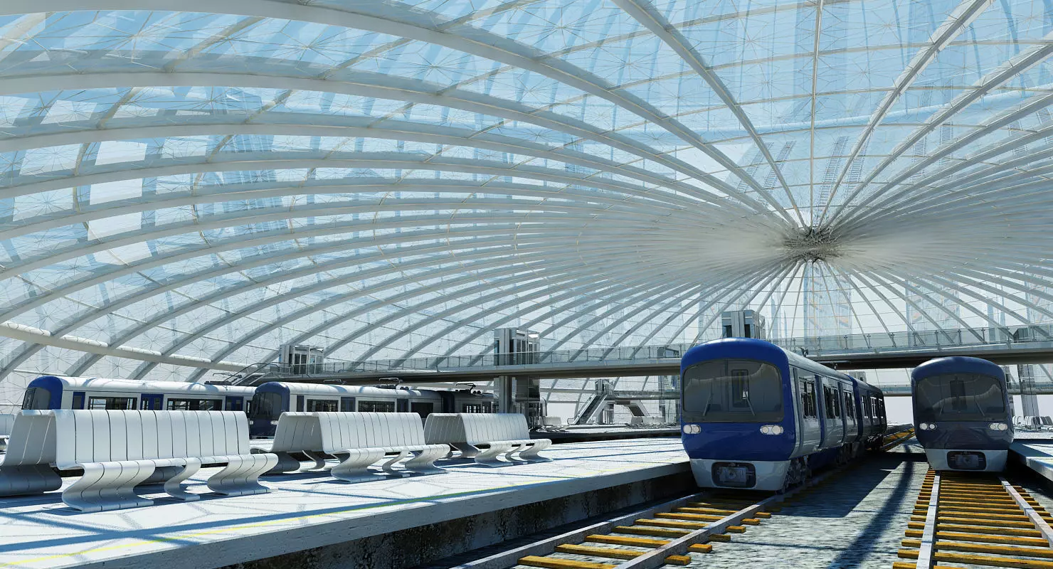 Modern Train Interior 2 3D model_0