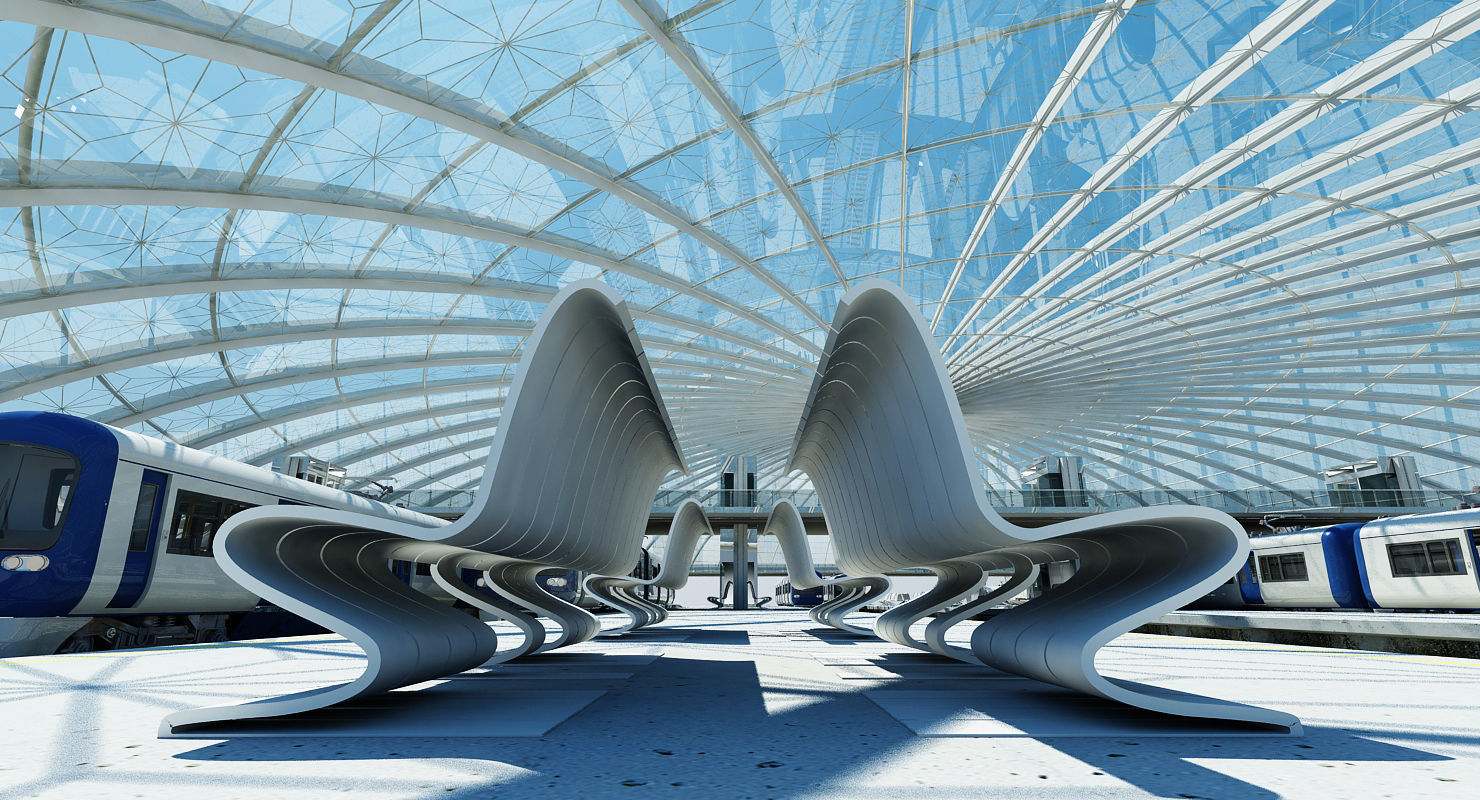 Modern Train Interior 2 3D model_1