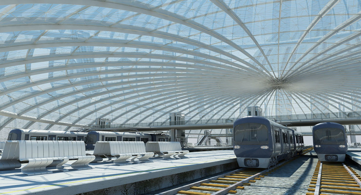 Modern Train Interior 2 3D model_4