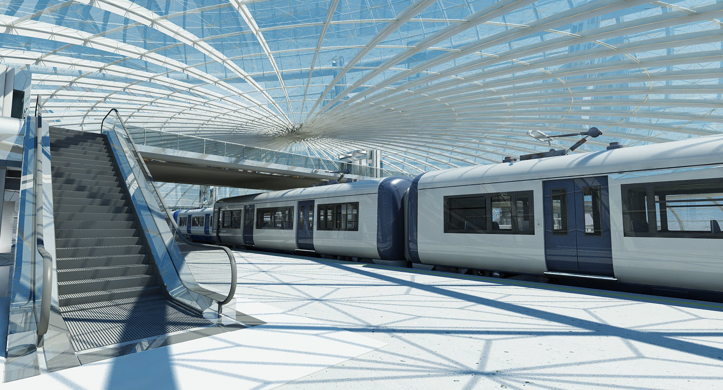 Modern Train Interior 2 3D model_2