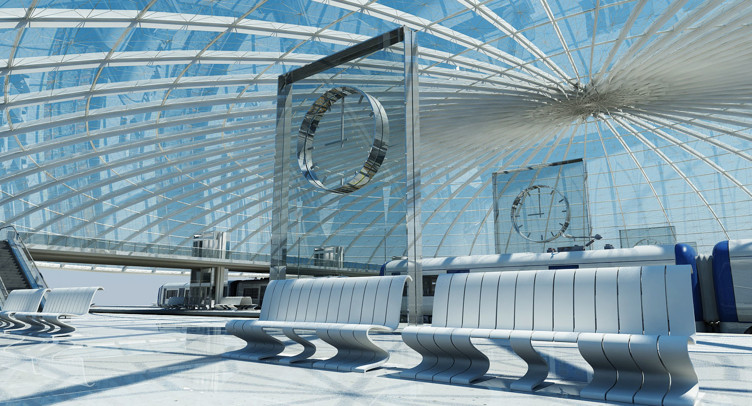 Modern Train Interior 2 3D model_5