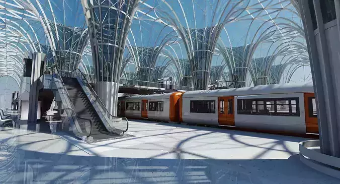 Modern Train  Station Interior 3D model