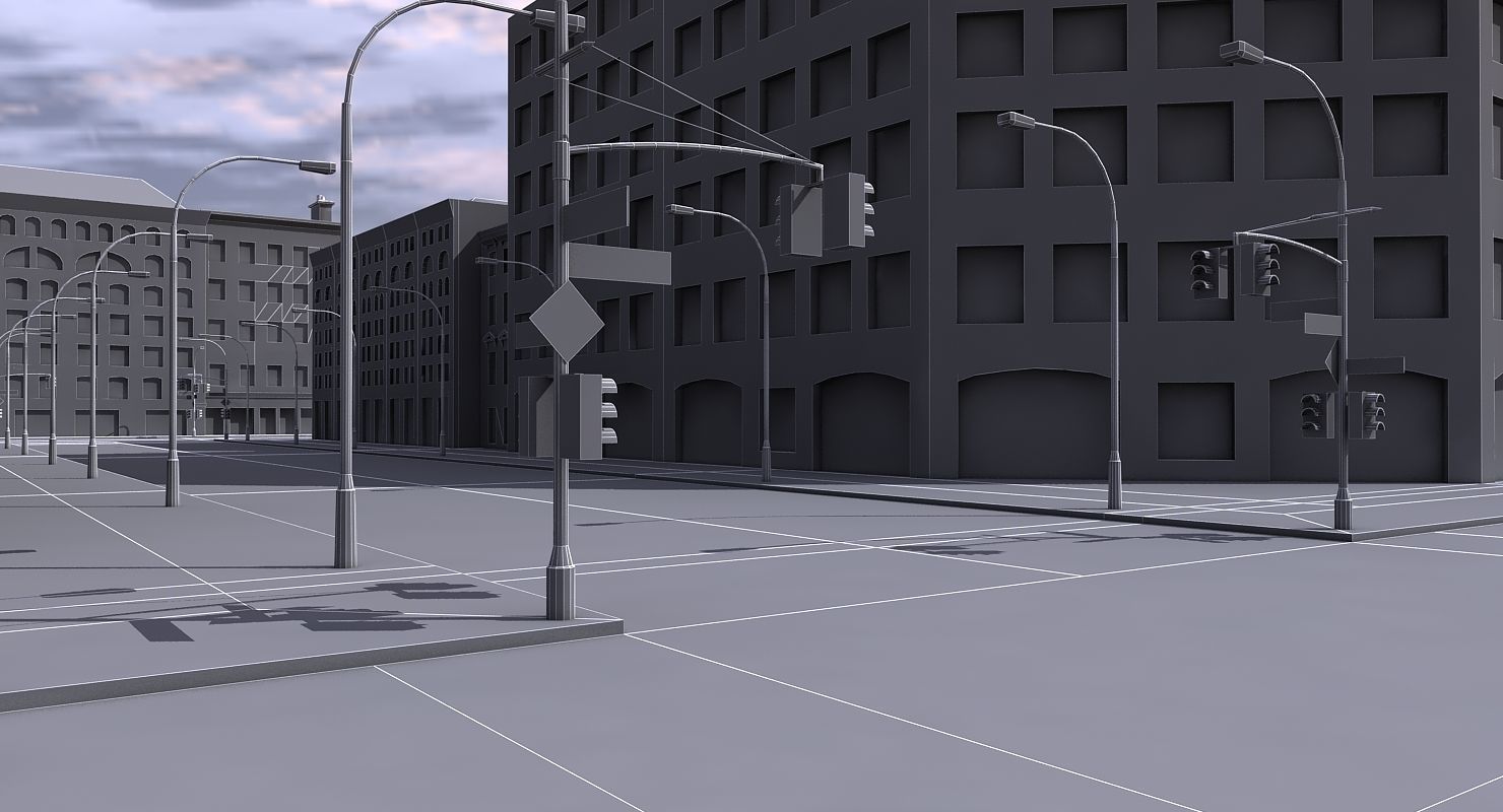 Low Poly City Block 3D model_3