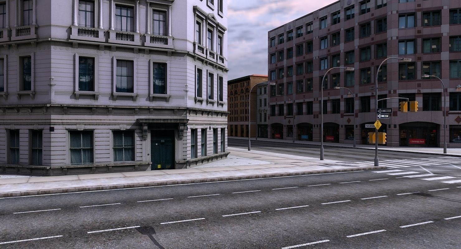 Low Poly City Block 3D model_6