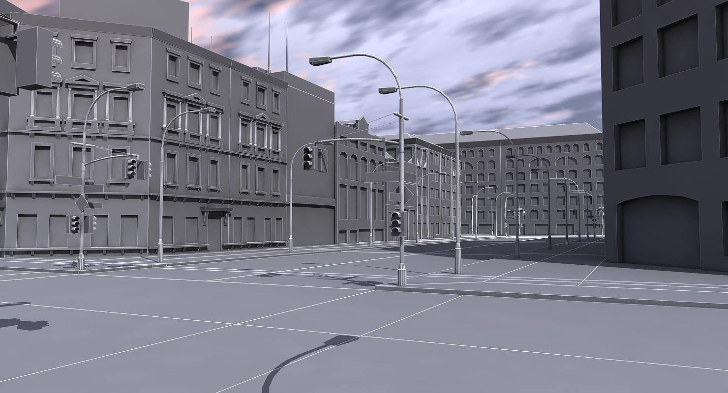 Low Poly City Block 3D model_5