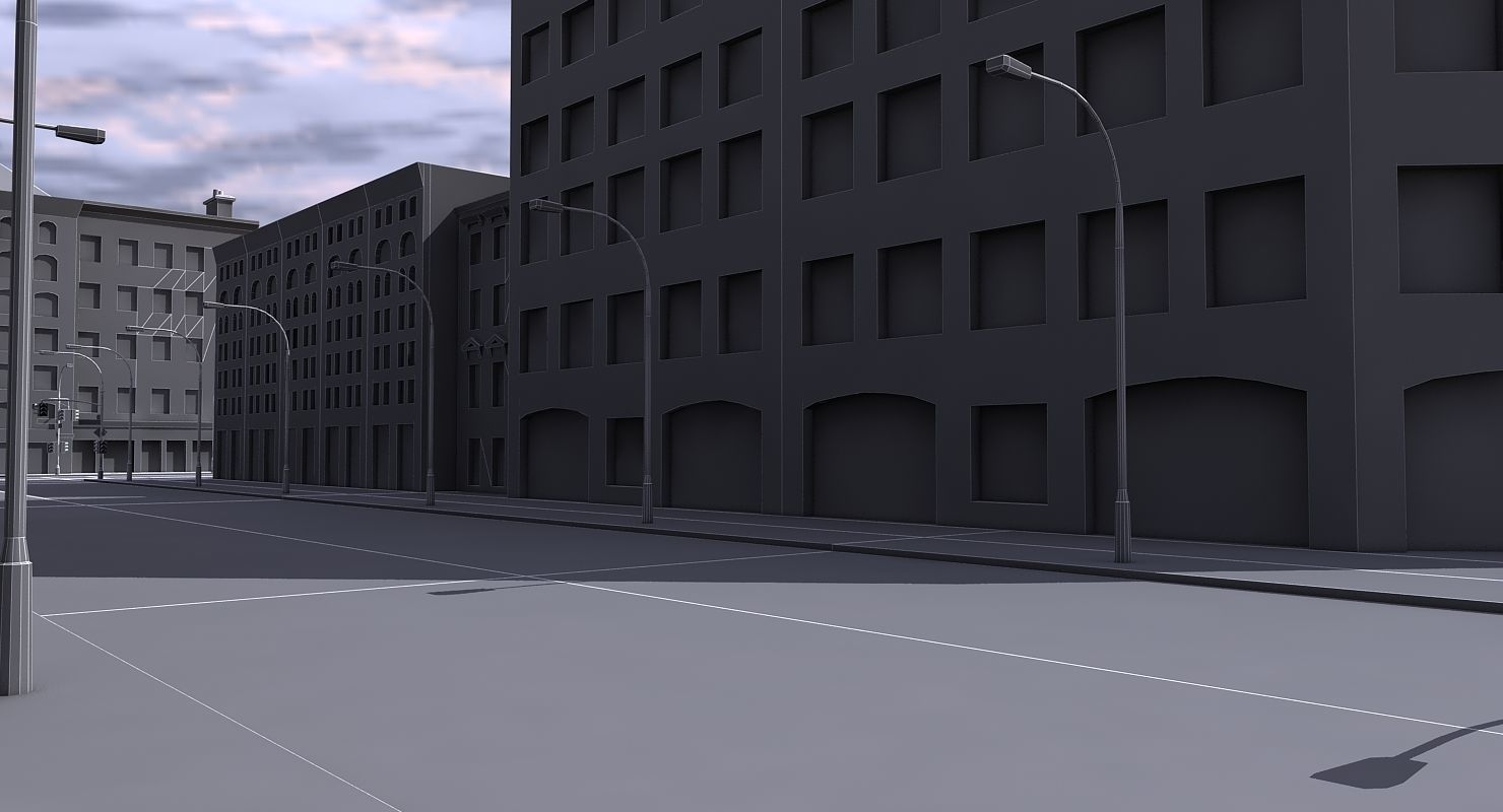 Low Poly City Block 3D model_4