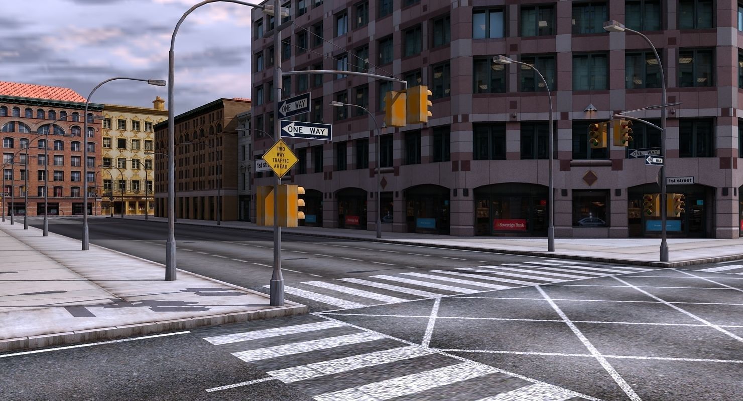 Low Poly City Block 3D model_8