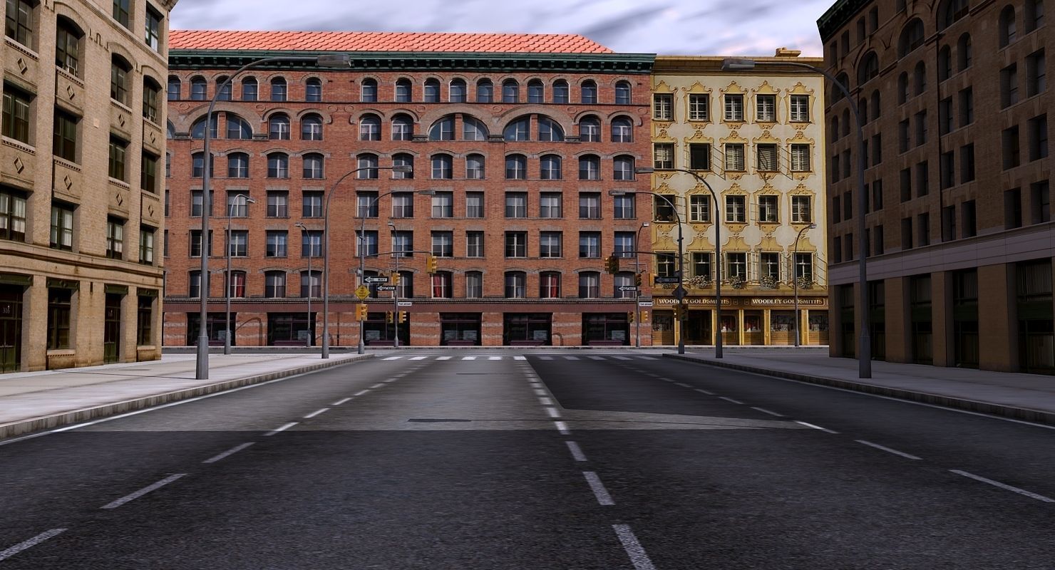 Low Poly City Block 3D model_11
