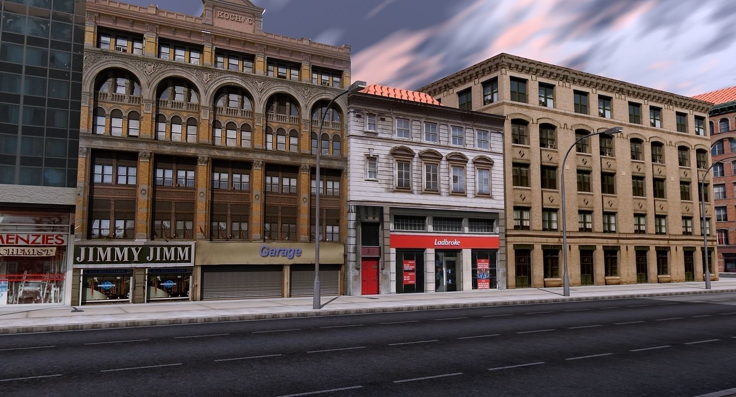 Low Poly City Block 3D model_10