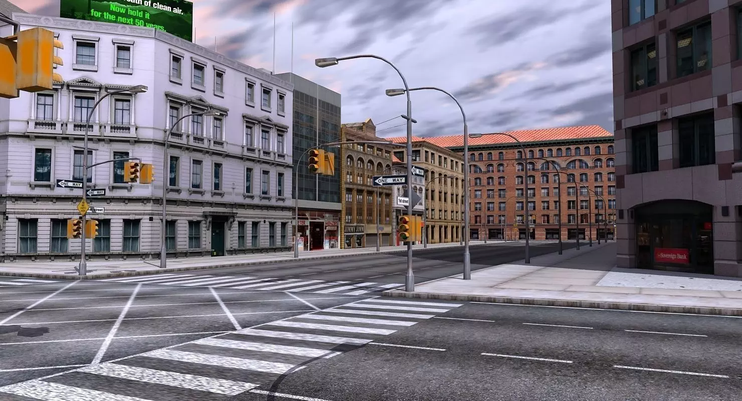 Low Poly City Block 3D model_0