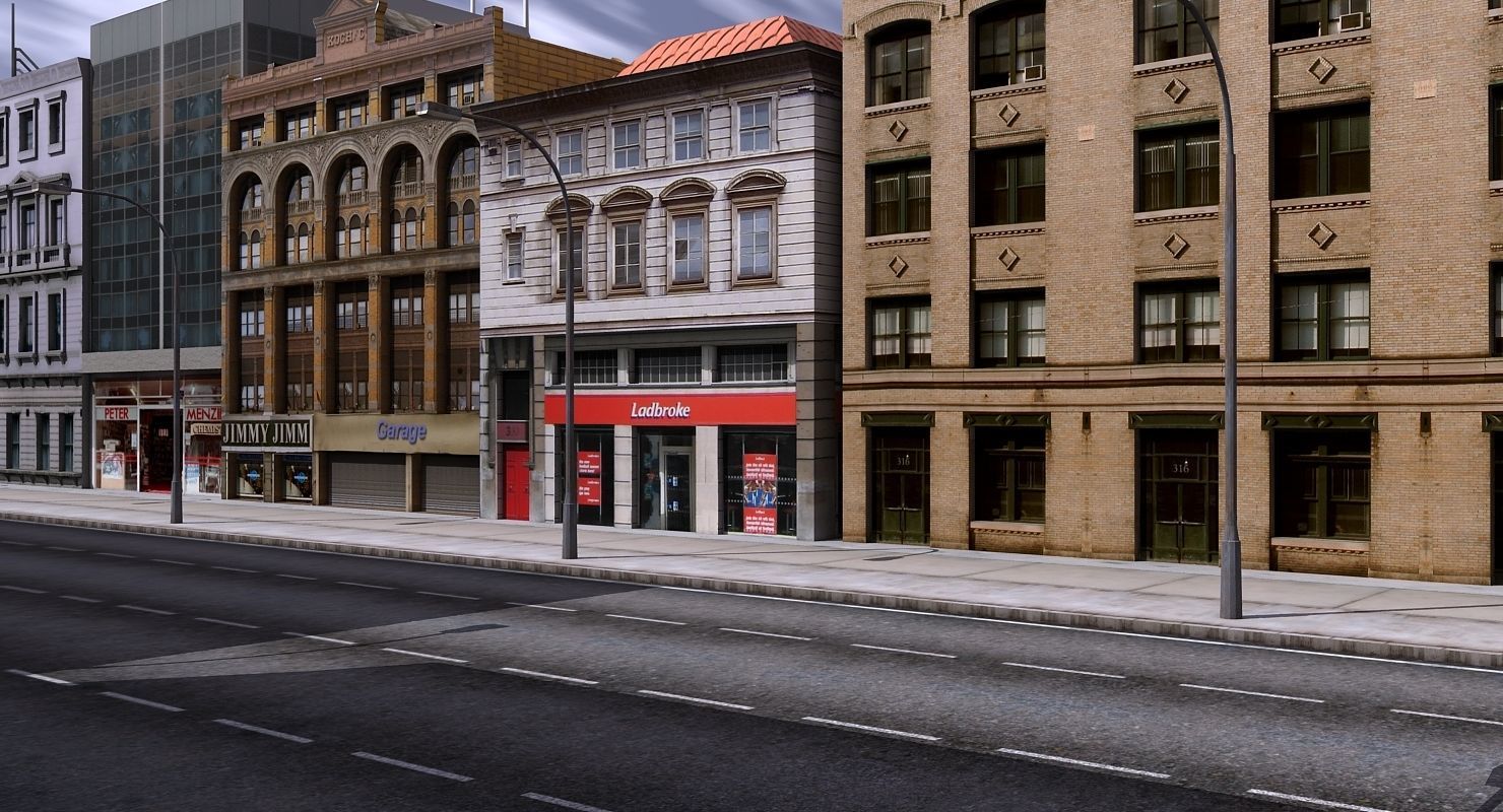 Low Poly City Block 3D model_9