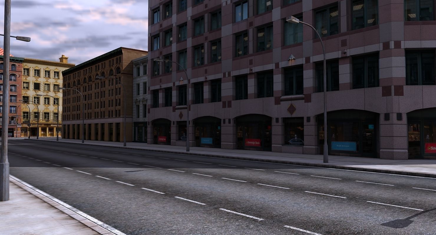 Low Poly City Block 3D model_7