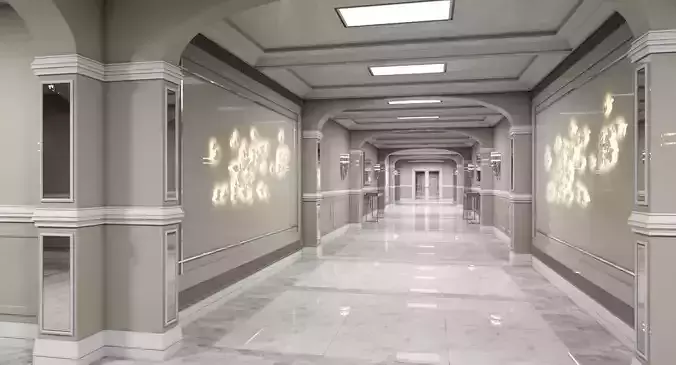 Grand Corridor Tileable Kit 3 3D model
