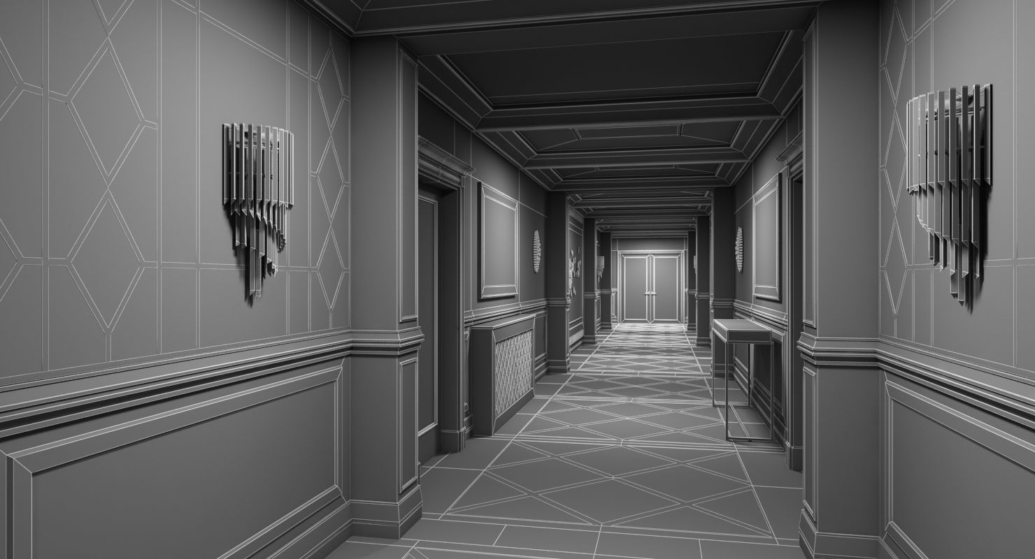 Grand Corridor Tileable Kit 2 3D model_11