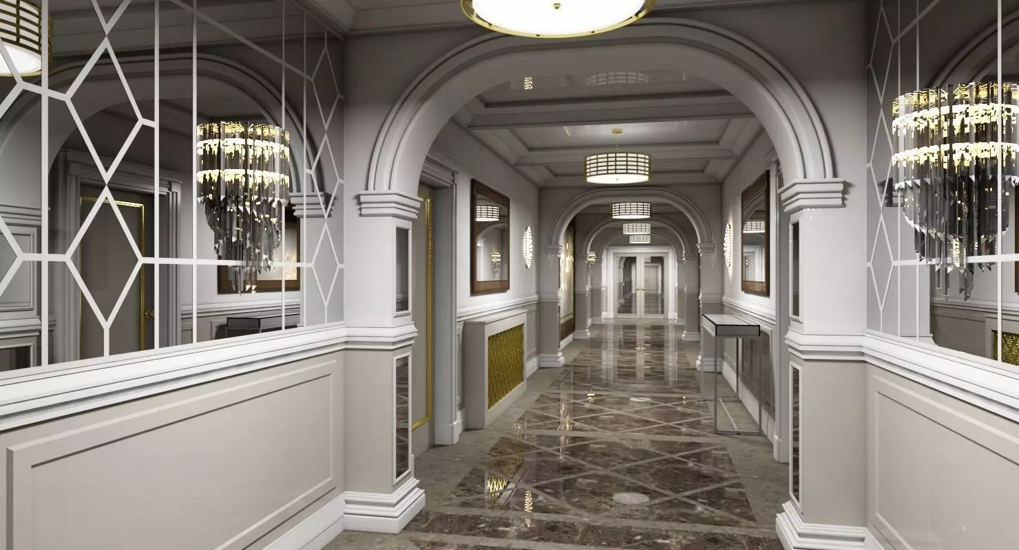 Grand Corridor Tileable Kit 3D model_0