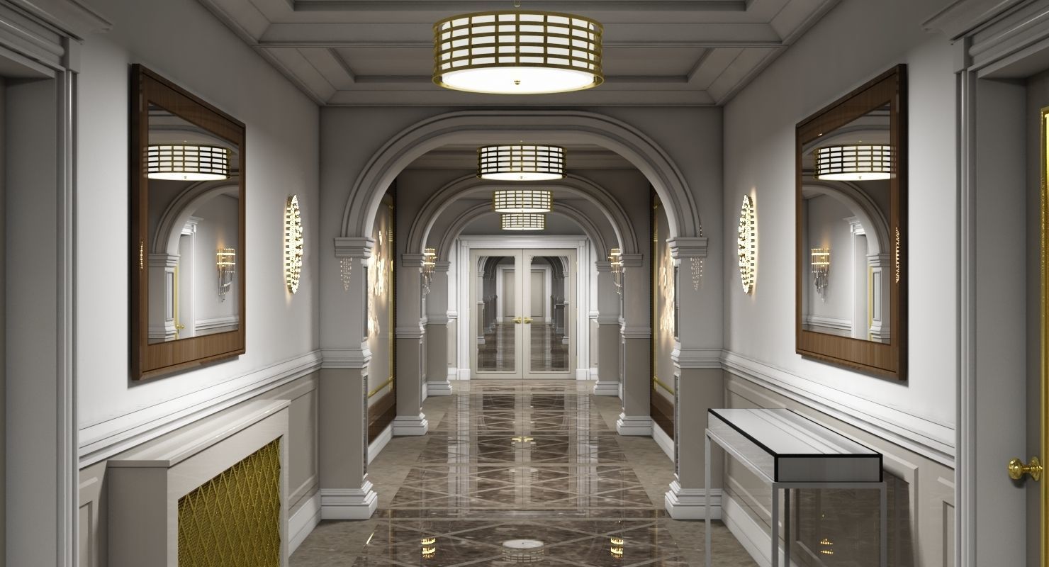 Grand Corridor Tileable Kit 3D model_11