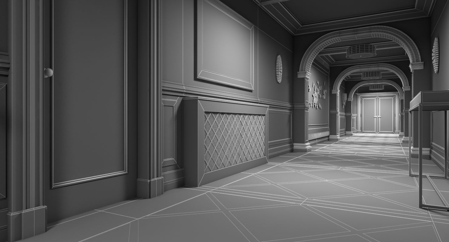 Grand Corridor Tileable Kit 3D model_4