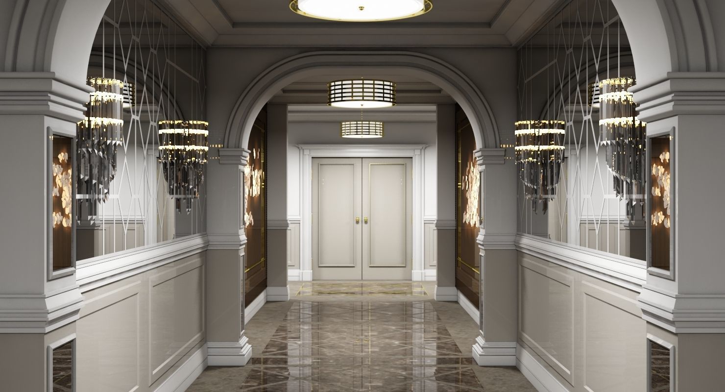 Grand Corridor Tileable Kit 3D model_10