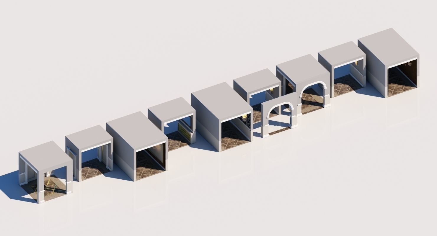 Grand Corridor Tileable Kit 3D model_6