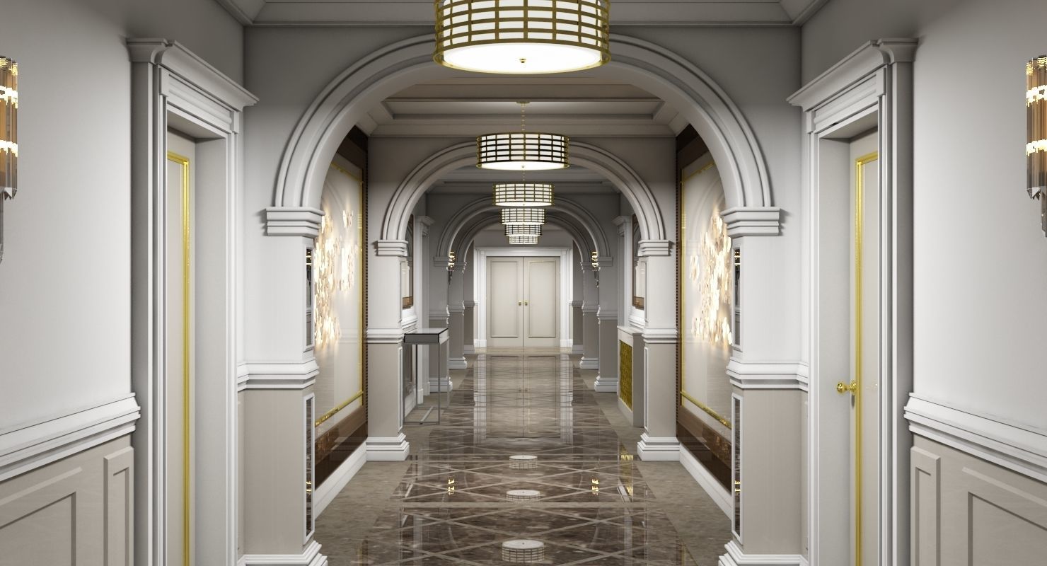 Grand Corridor Tileable Kit 3D model_9