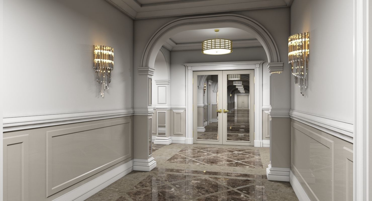 Grand Corridor Tileable Kit 3D model_12