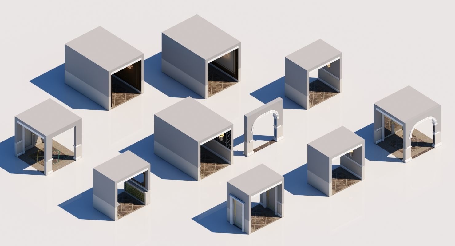 Grand Corridor Tileable Kit 3D model_5