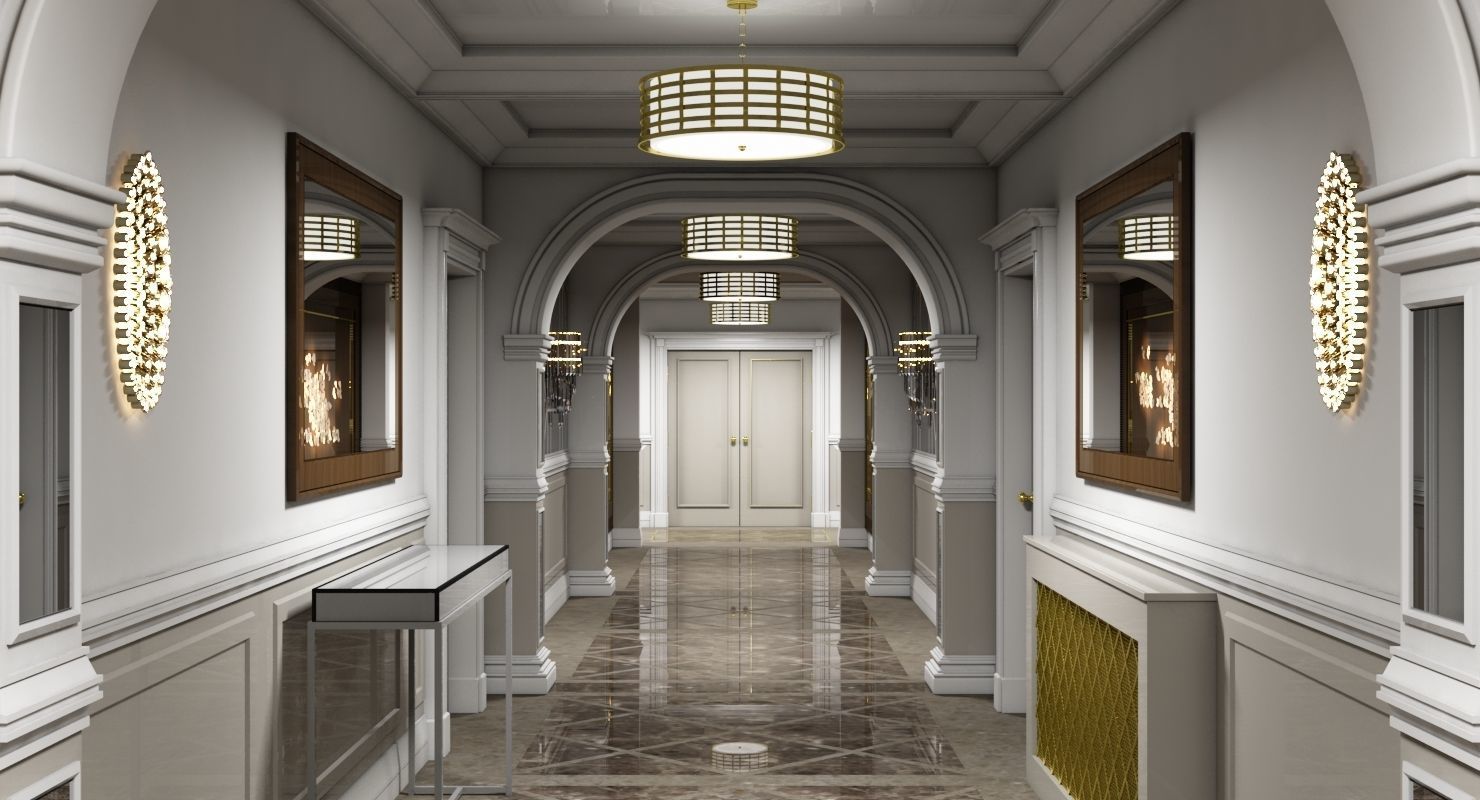 Grand Corridor Tileable Kit 3D model_14
