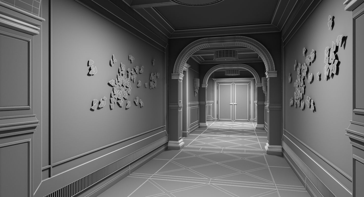 Grand Corridor Tileable Kit 3D model_3