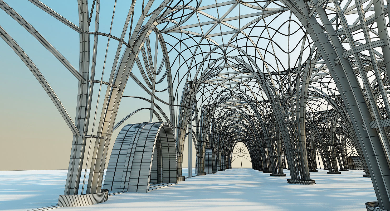 Futuristic Interior Scene 2 3D model_6