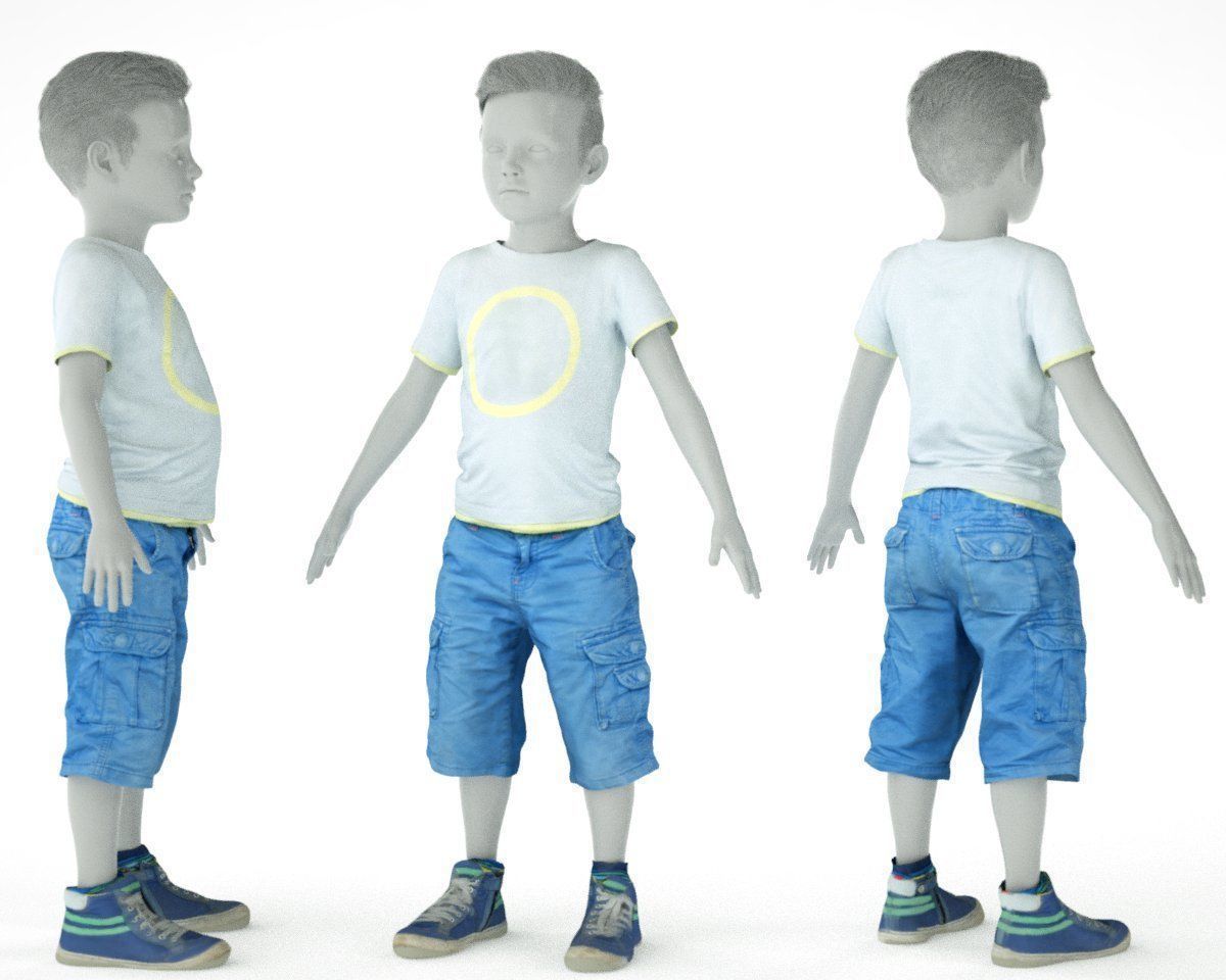 8 Kid Clothing Items 3D Model Collection_3