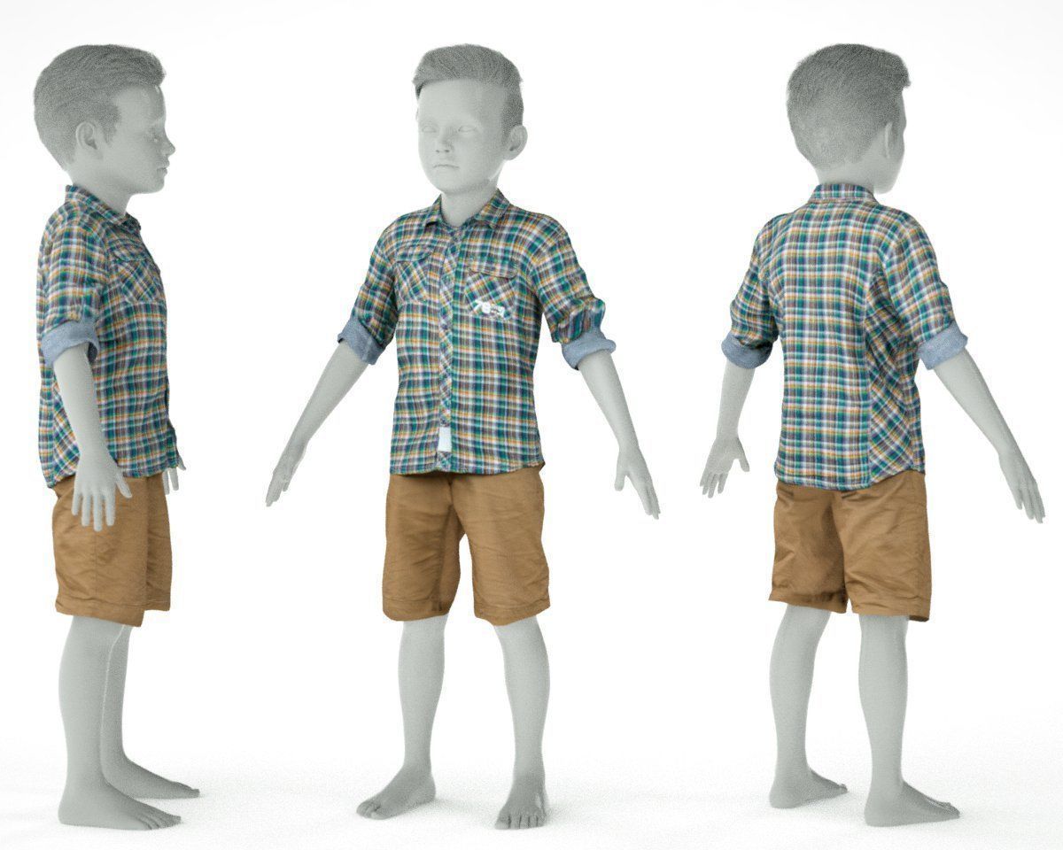 8 Kid Clothing Items 3D Model Collection_7