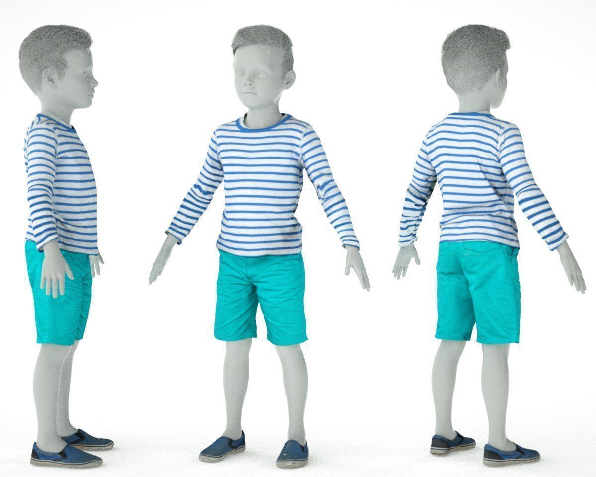 8 Kid Clothing Items 3D Model Collection_8