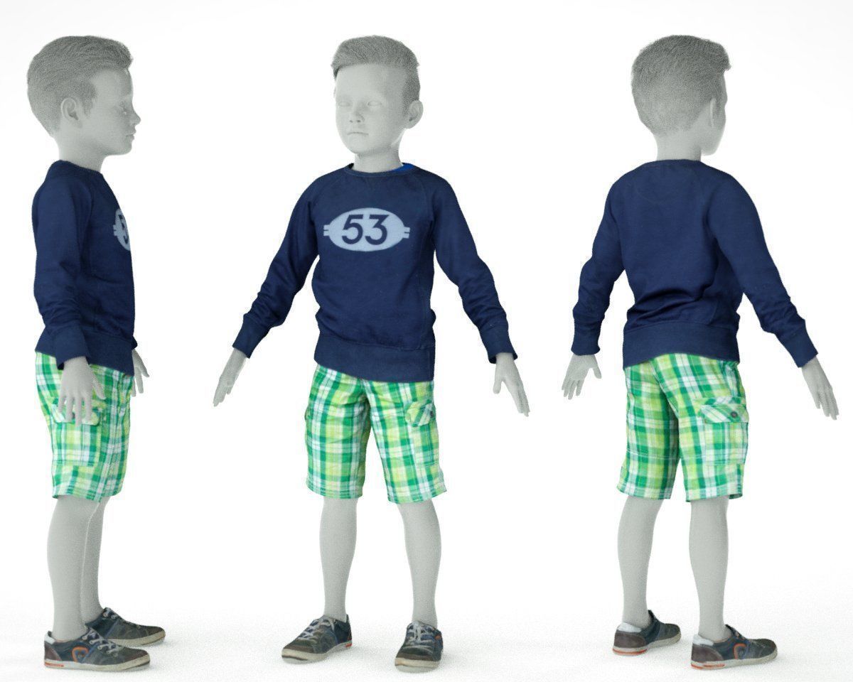 8 Kid Clothing Items 3D Model Collection_1