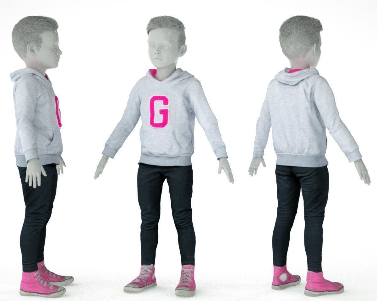 8 Kid Clothing Items 3D Model Collection_2