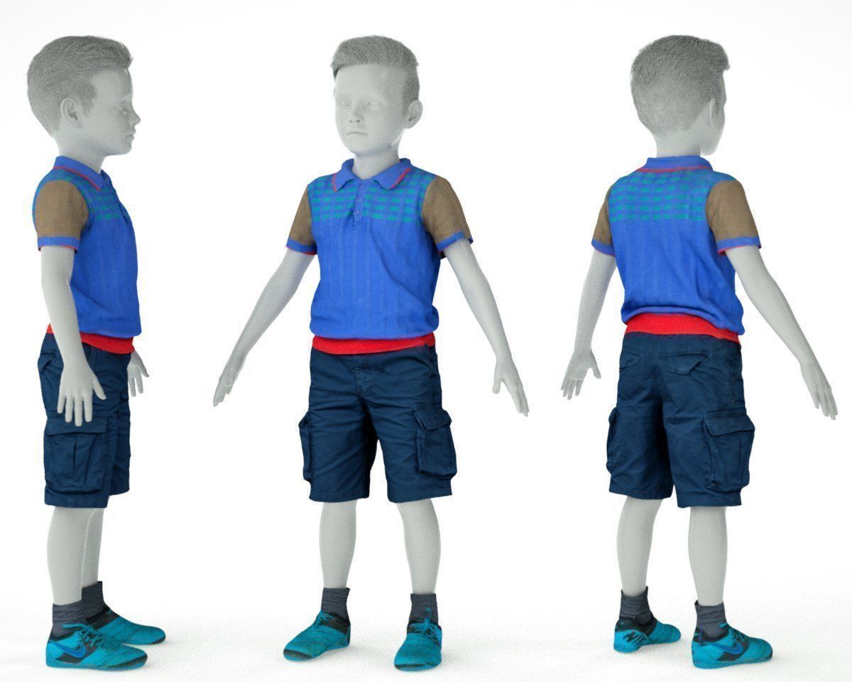 8 Kid Clothing Items 3D Model Collection_5