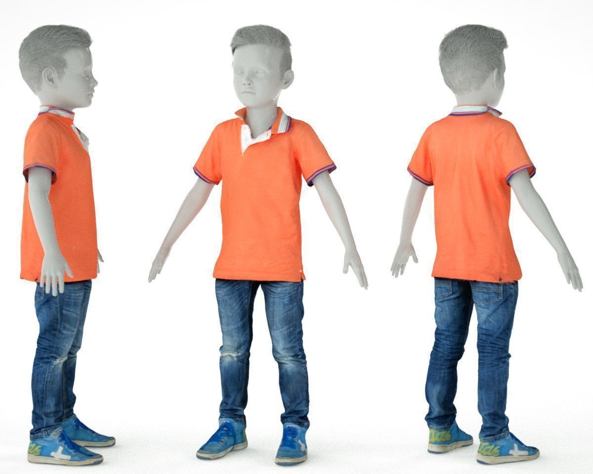 8 Kid Clothing Items 3D Model Collection_4