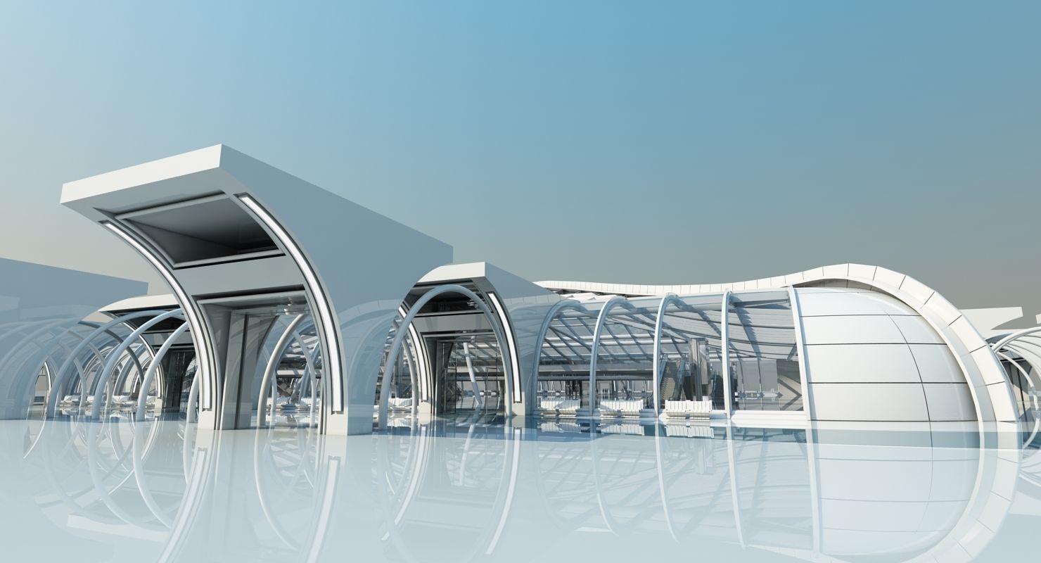 Futuristic Architectural Structure 3D model_5