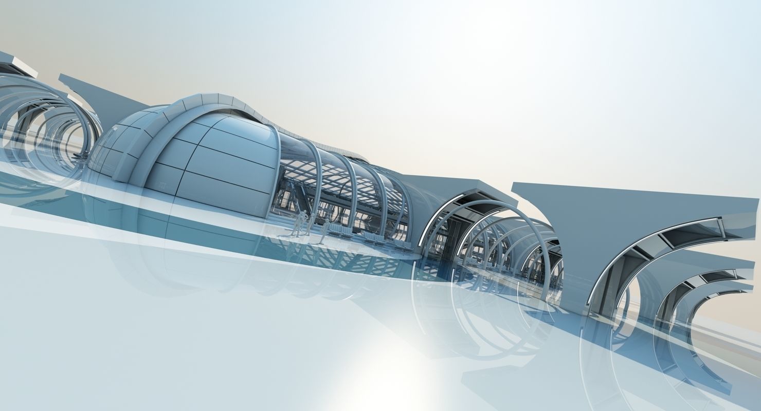 Futuristic Architectural Structure 3D model_4