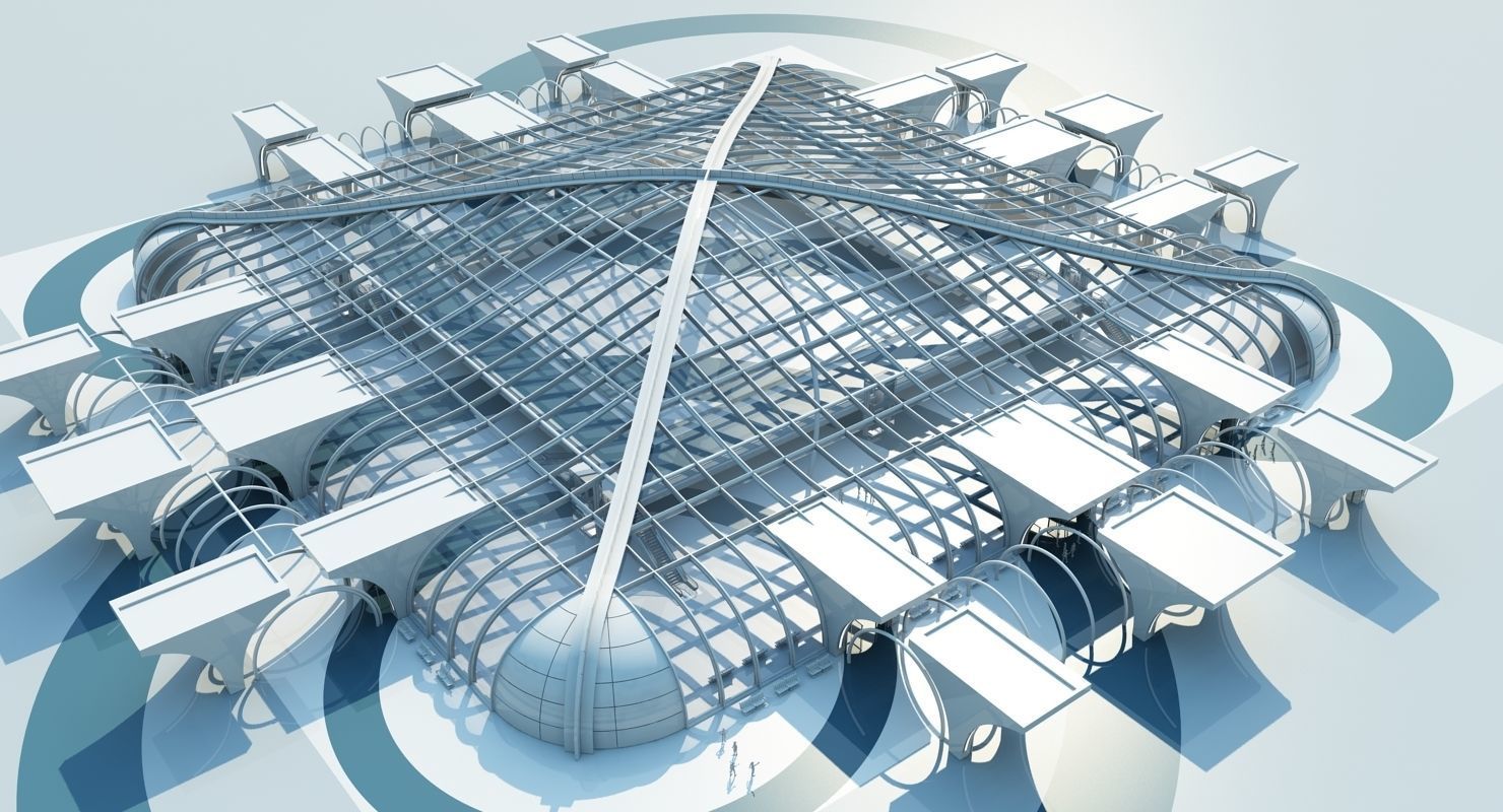 Futuristic Architectural Structure 3D model_1