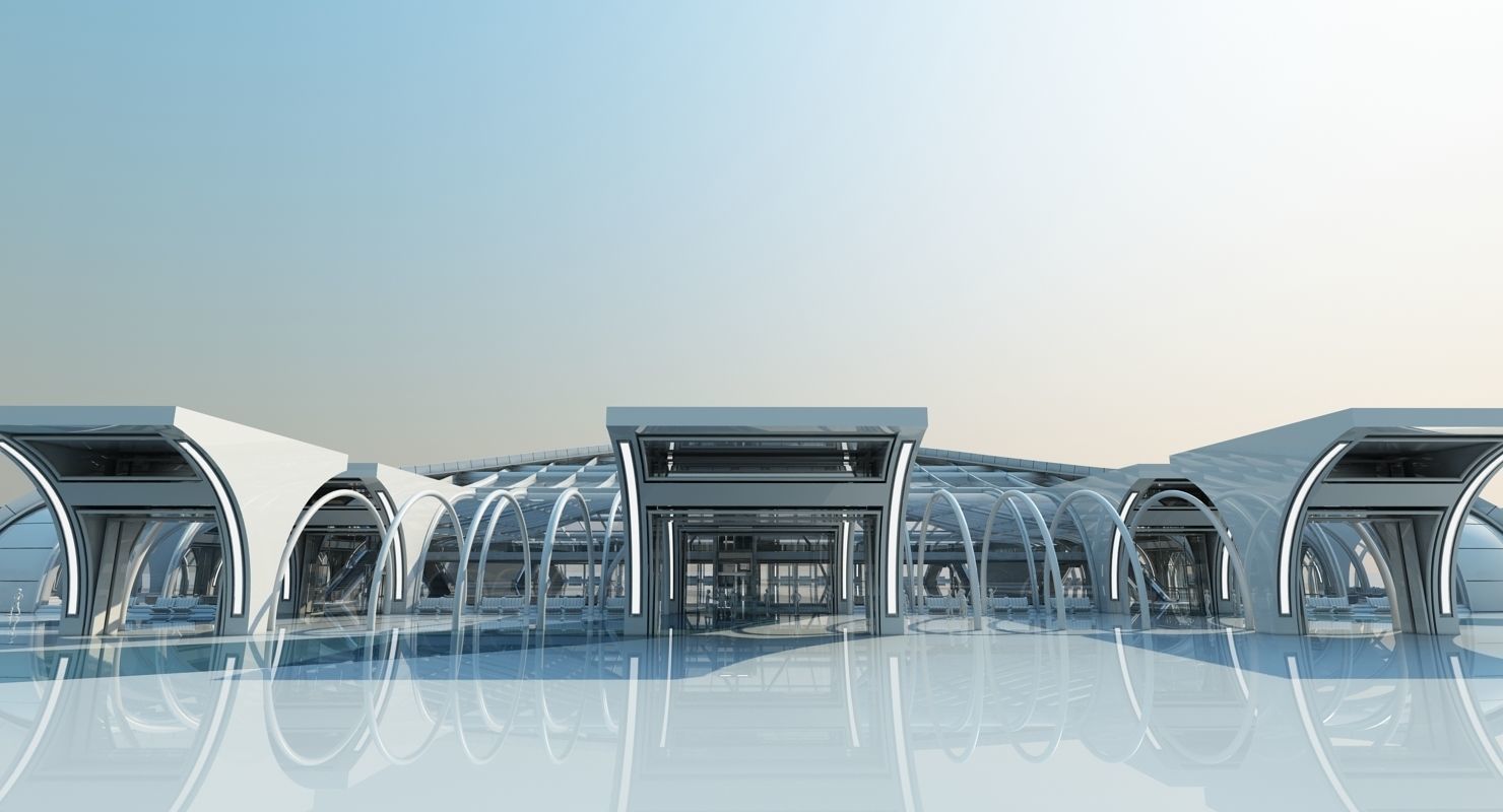 Futuristic Architectural Structure 3D model_2