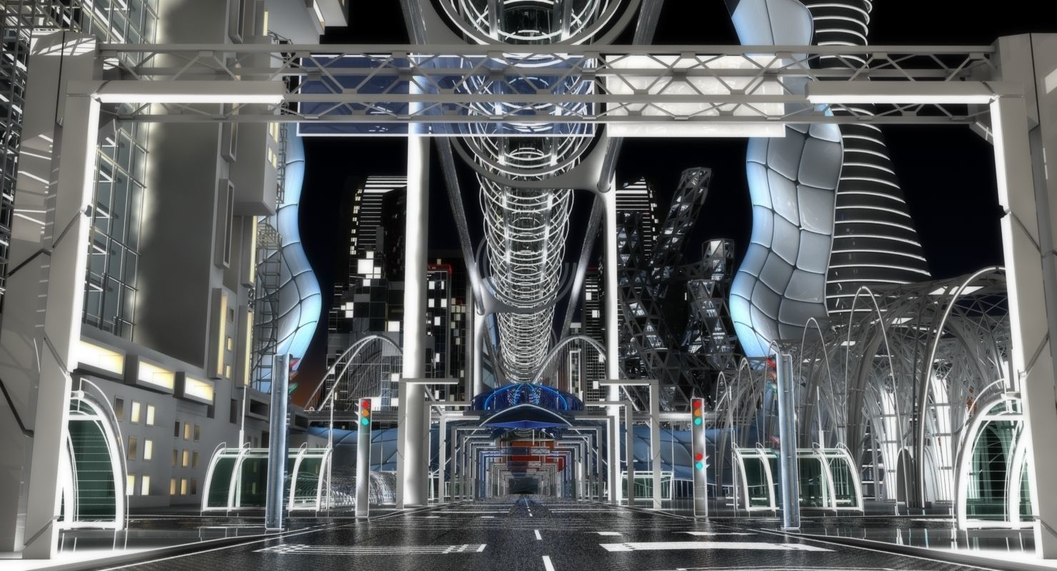 Future City HD 8 Night 3D model_21