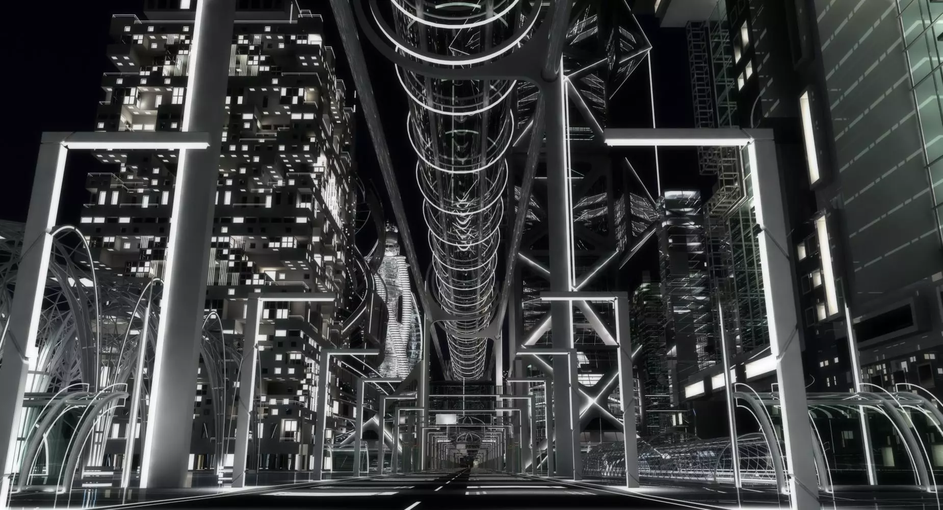 Future City HD 8 Night 3D model_0