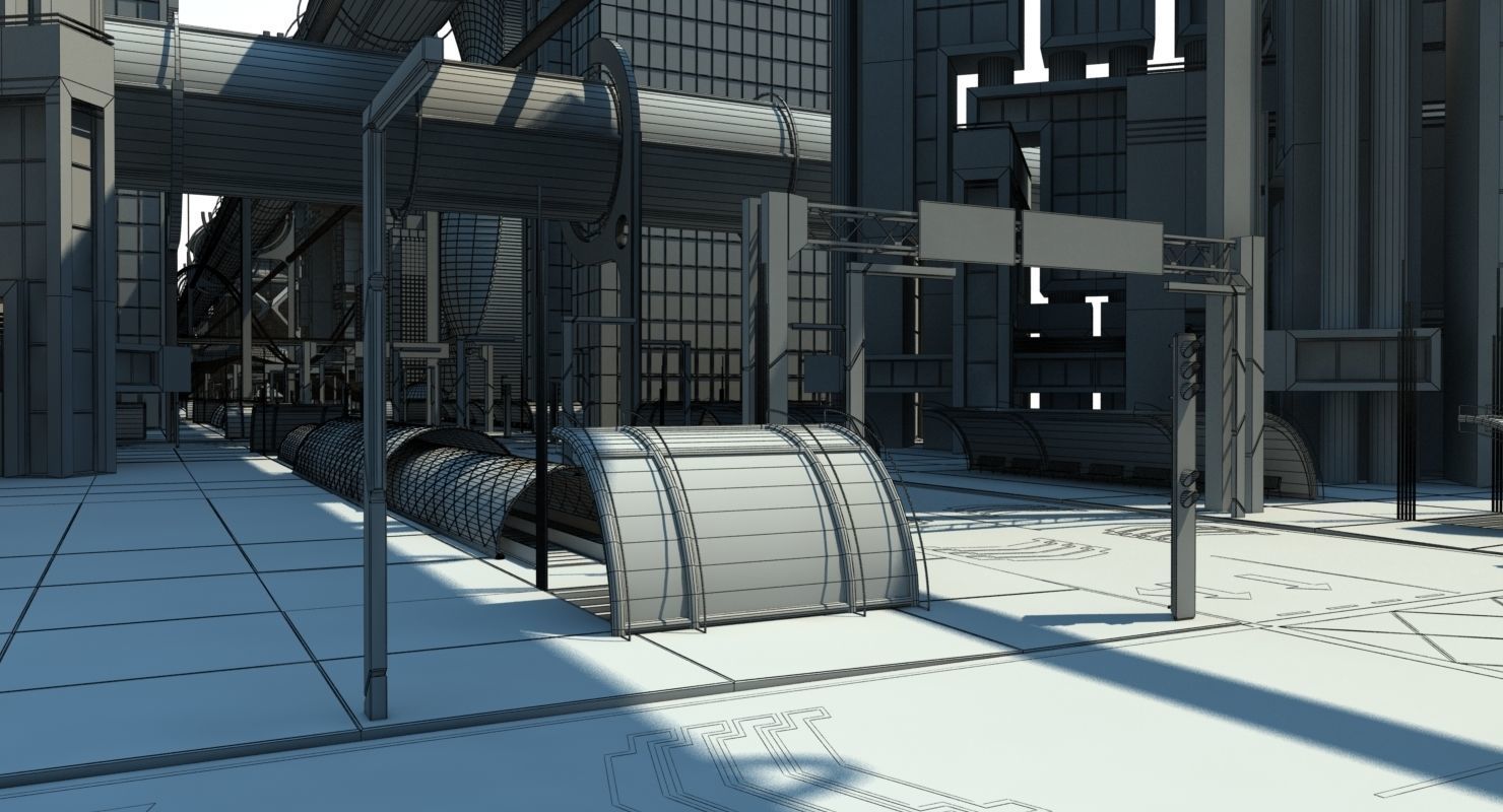 Future City HD 8 Night 3D model_9