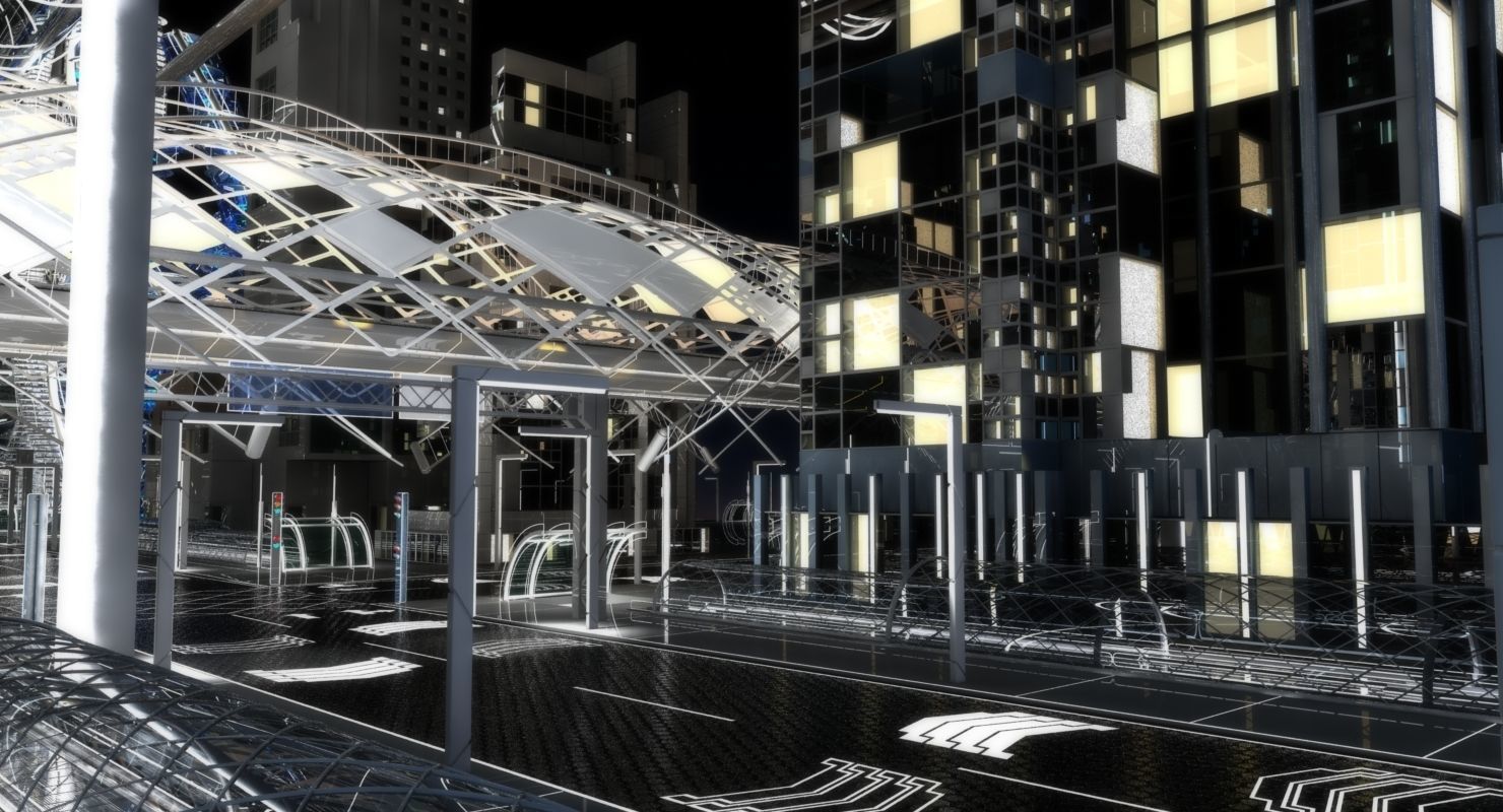 Future City HD 8 Night 3D model_27