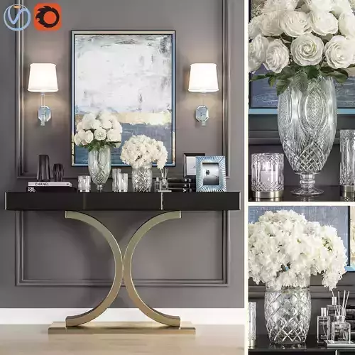Crystal vase decoration set 3D model