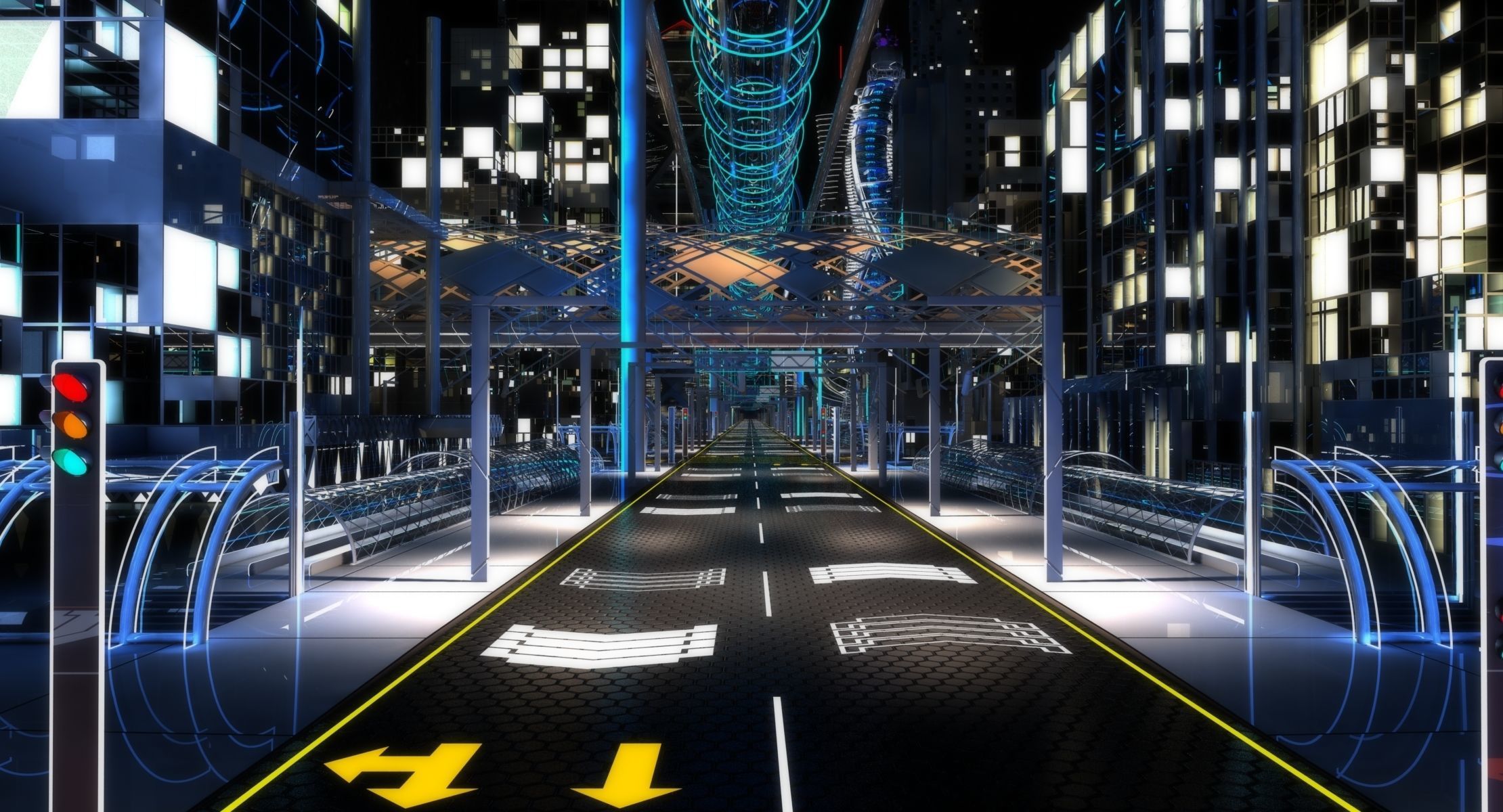 Future City HD 6 Night 3D model_27