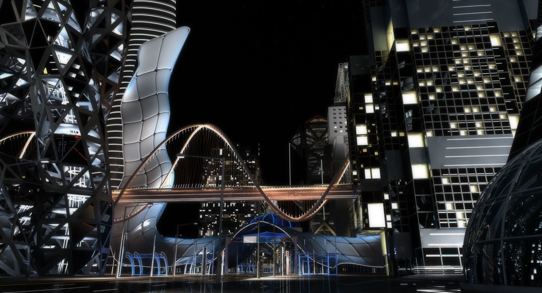 Future City HD 6 Night 3D model_9